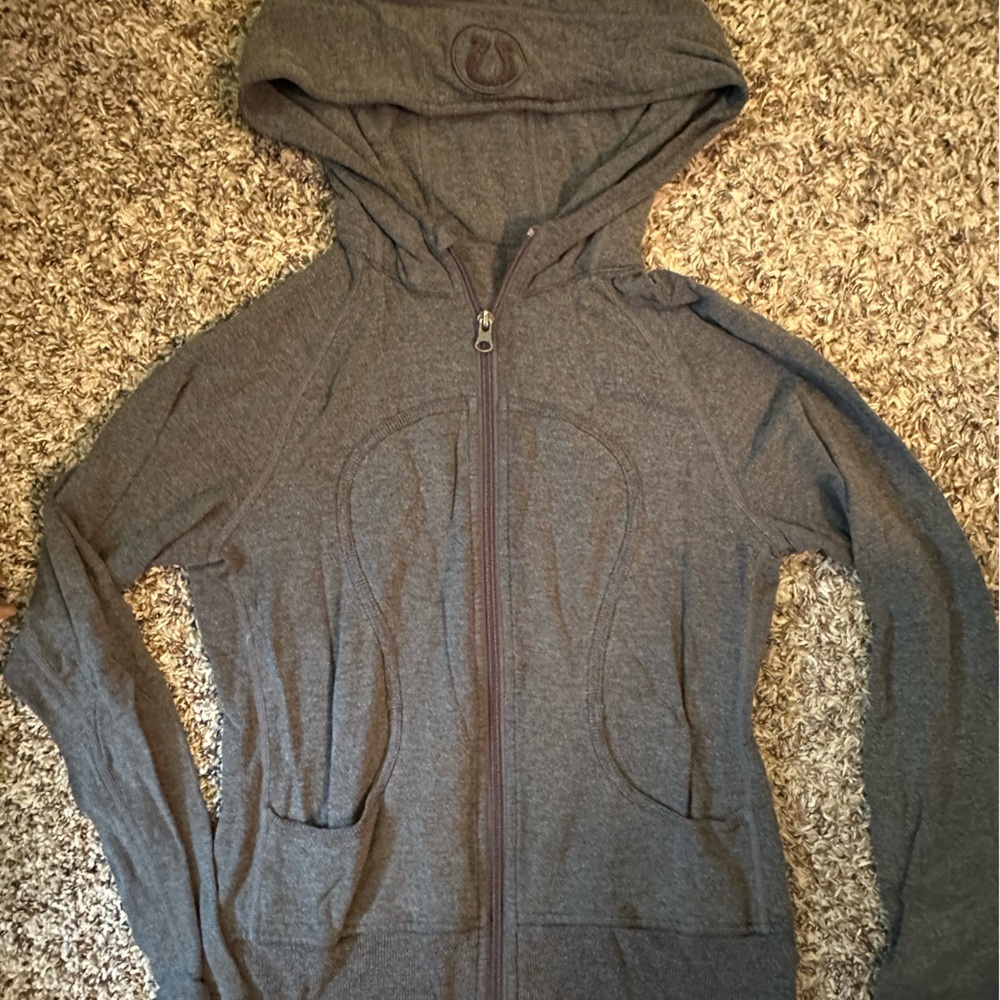 Gray Hooded Lululemon Zip-Up Sweatshirt
